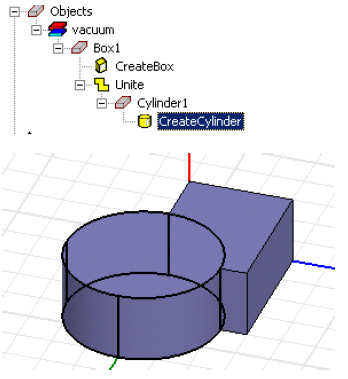 History tree with an object selected and the outline view of that object in the Main window