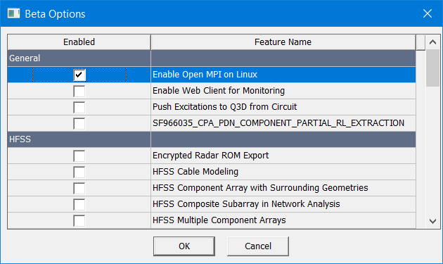 selecting the open MPI on linux beta option