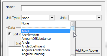 Add Array dialog box with Unit Type drop-down menu displayed