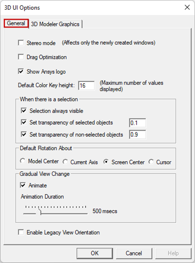 3D UI Options