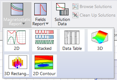 Results tab's available report types