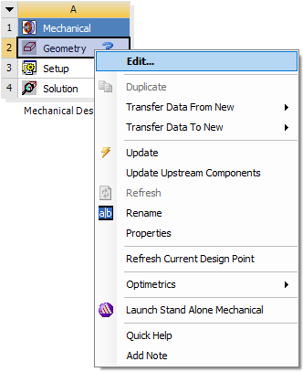 Project menu, Edit option highlighted.