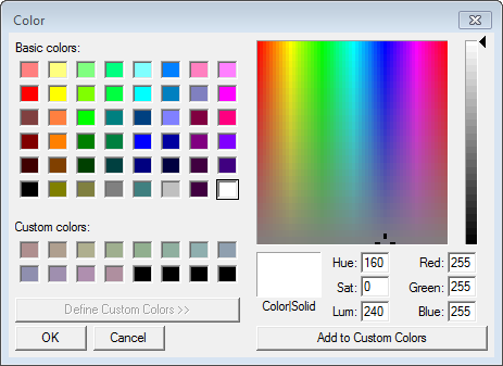 Color palette dialog.