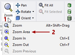 view navigation commands on the accessing the Zoom drop-down menu on the Draw or Model ribbon tabs