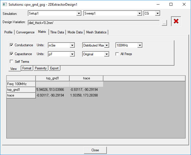 Solutions Window > Matrix > View