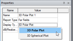 Properties Window, Display Type Options.