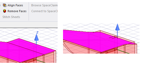 Models with touching faces selected.