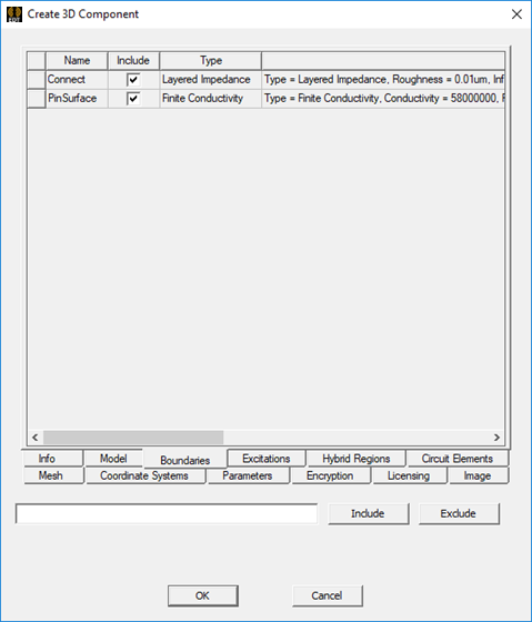 Create a 3D Component dialog. Boundaries tab.