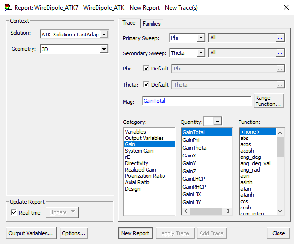 Report Dialog Box