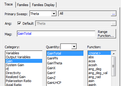 Trace tab, Ang field checked.