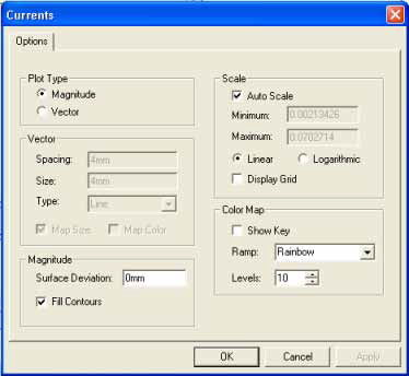 Currents dialog