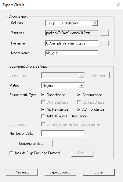 Export Circuit Window Export Circuit Window