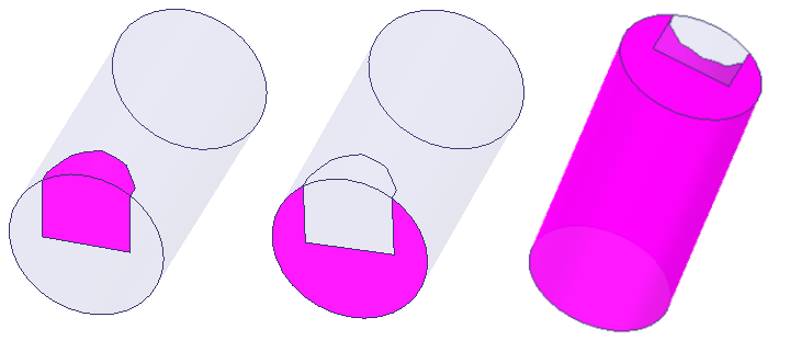 Imprinted 3D Objects with faces highlighted.