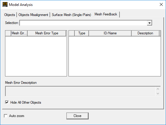 Model Analysis dialog.