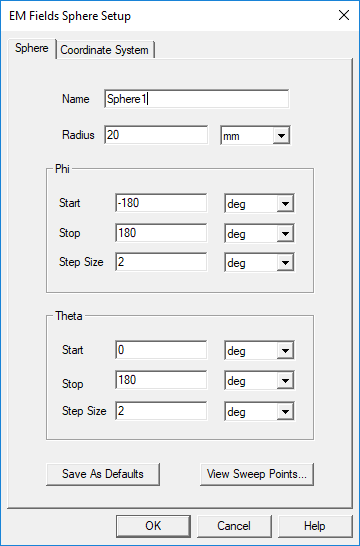 EM Fields Sphere Setup