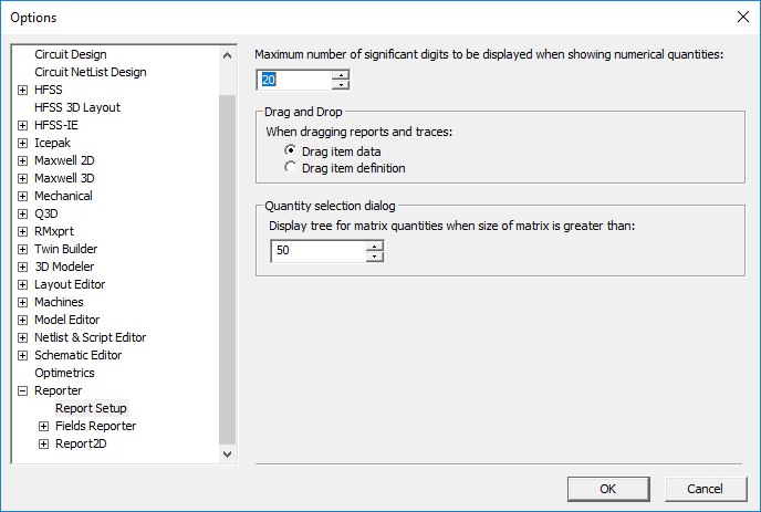 Report Setup Options