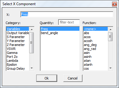 Select X Component dialog.