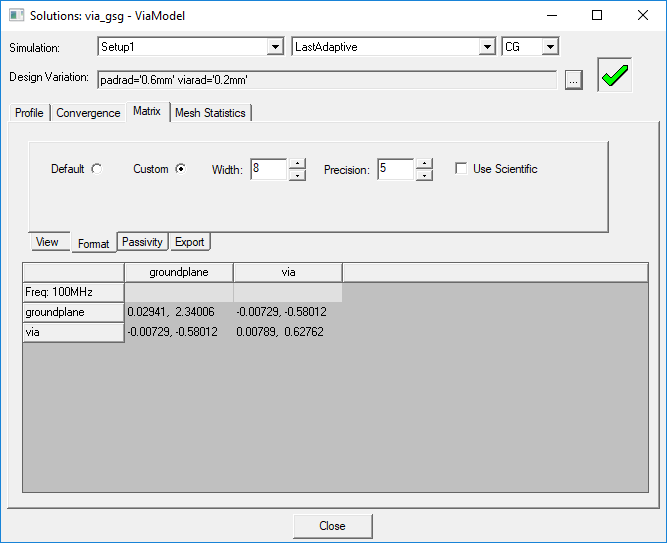 Solutions Window - Format Tab