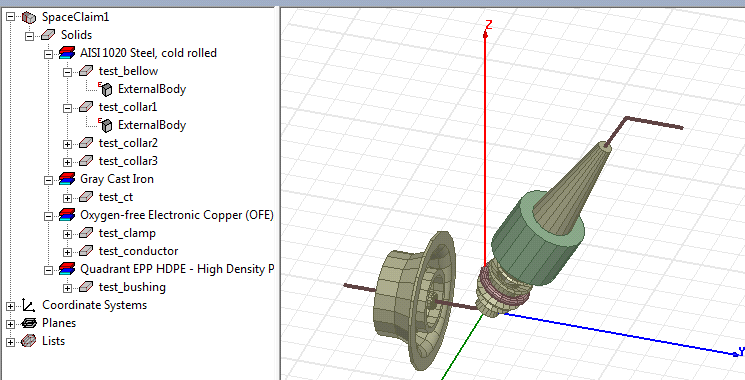 History tree and modeler window.