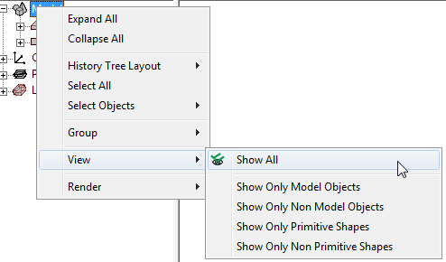 Right-click menu, View option selected.