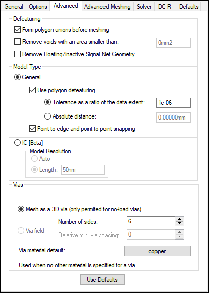 HFSS Advanced Settings - Advanced
