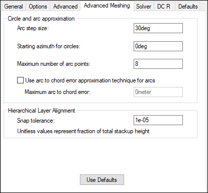 HFSS Advanced Settings - Advanced Meshing