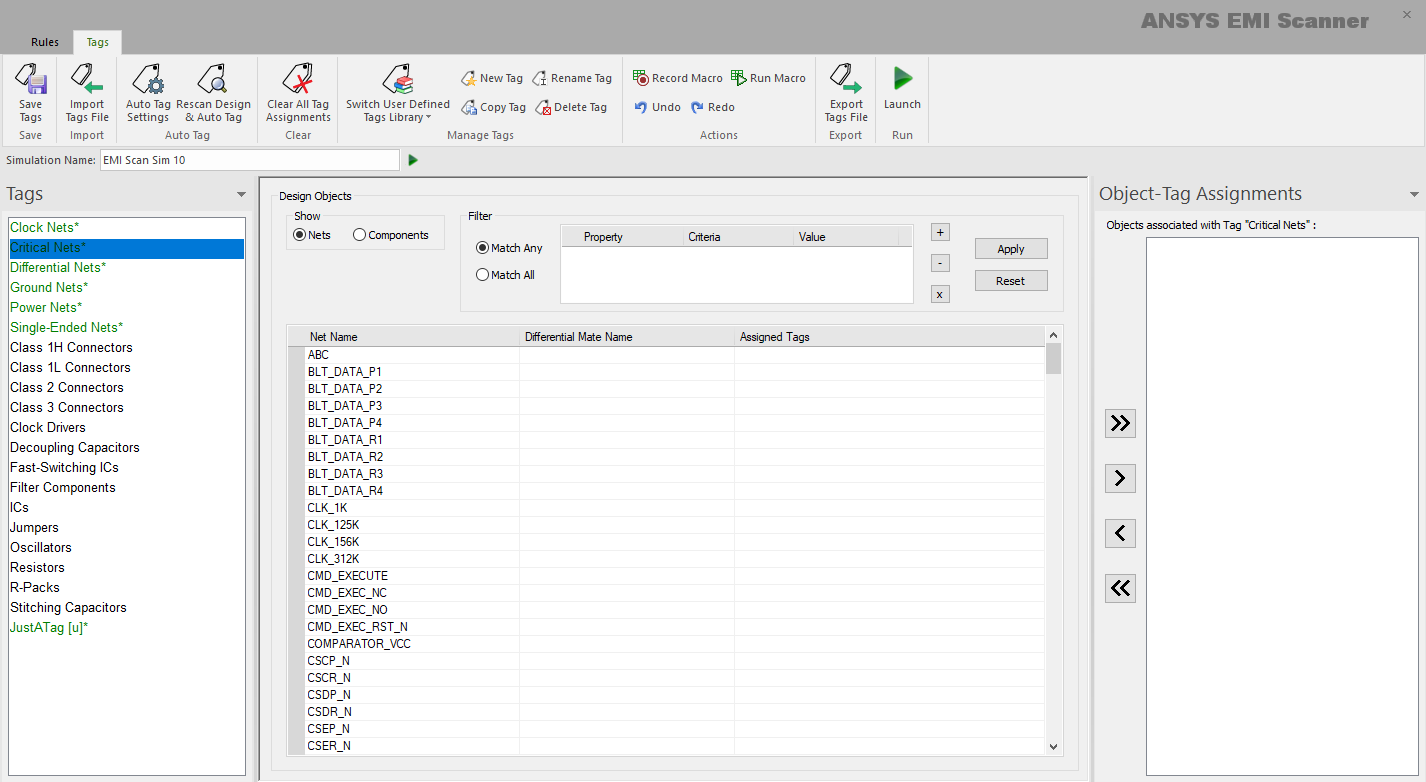 Ansys EMI Scanner - Tags