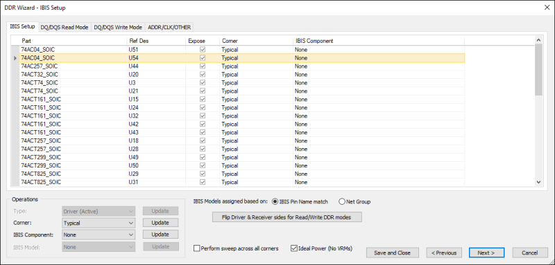 DDR Wizard - IBIS Setup Screen