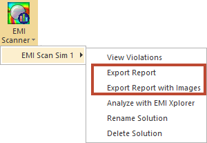 EMI Scanner Export Results Menu