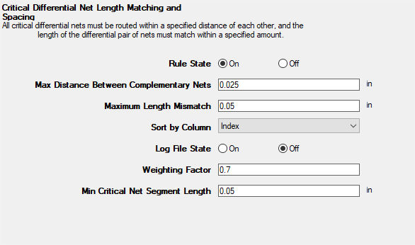 Critical Differential Net Matching Rules