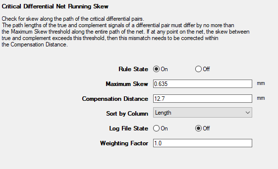 Diff Running Skew Rules