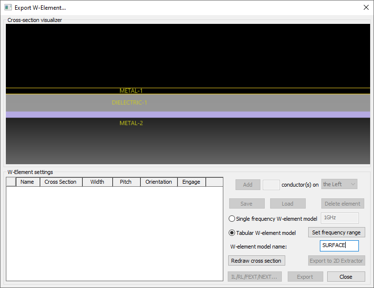 Export W-Element Window