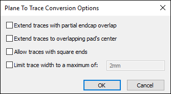 Plane to Trace Conversion Options