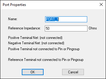 Port Properties window