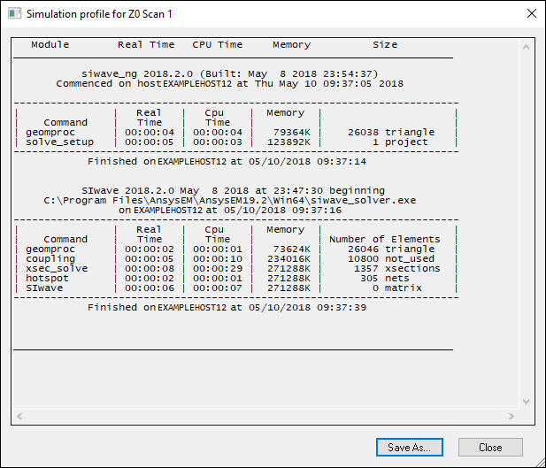 Simulation Profile - Impedance