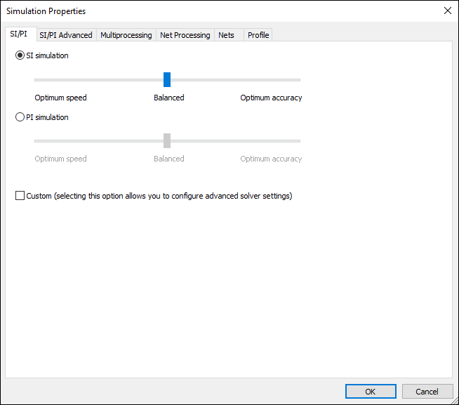 Simulation Properties - SI/PI