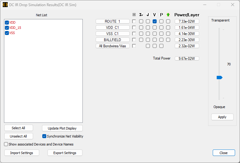 DC IR Drop Simulation Results (DC IR Sim)