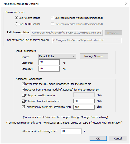 Transient Simulation Options