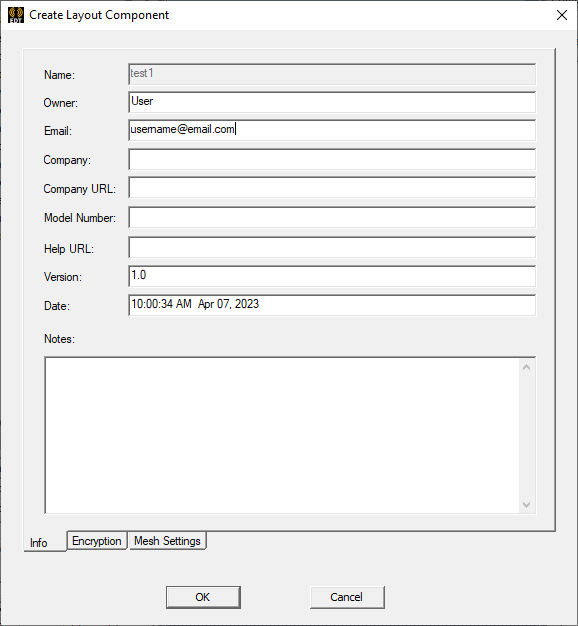 Create Layout Component Window
