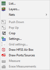 Layout Menu in IC Mode