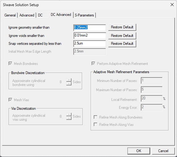 SIwave Solution Setup - DC Advanced