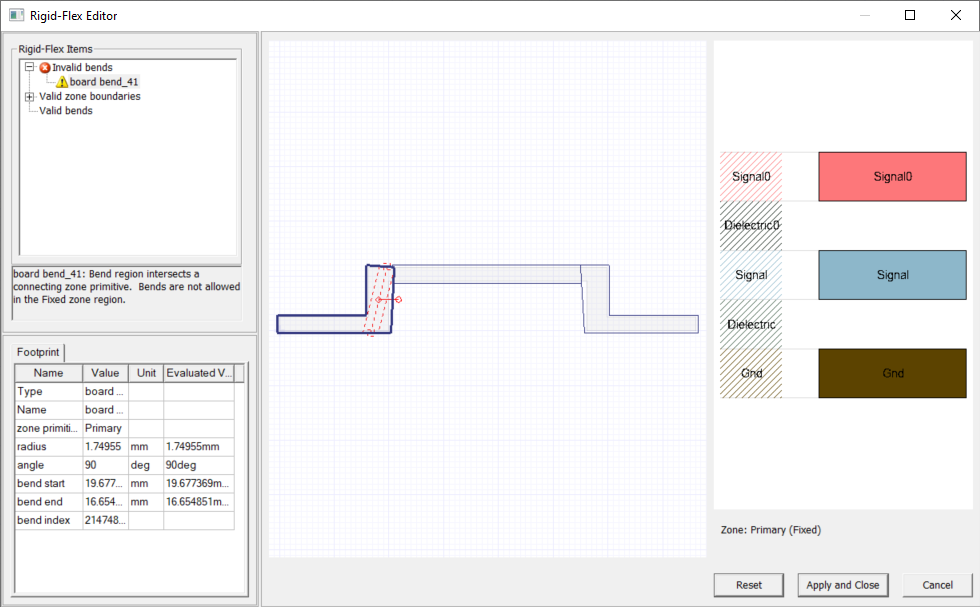 Example of an Invalid Bend in Rigid-Flex Window