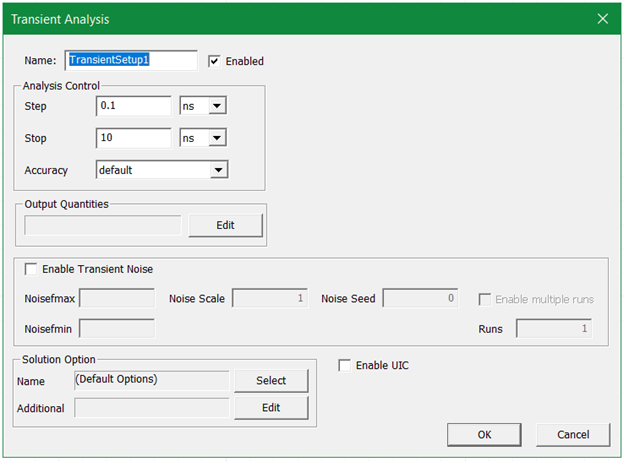 Transient Analysis Window