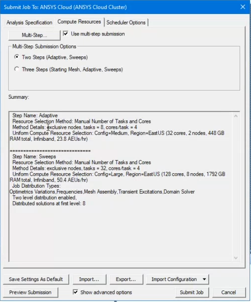 Submit Jobs To dialog, Compute Resources tab.