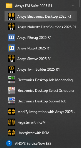 Electronics Desktop in Windows Start Menu