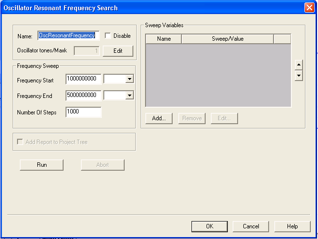 Oscillator Resonant Frequency Search