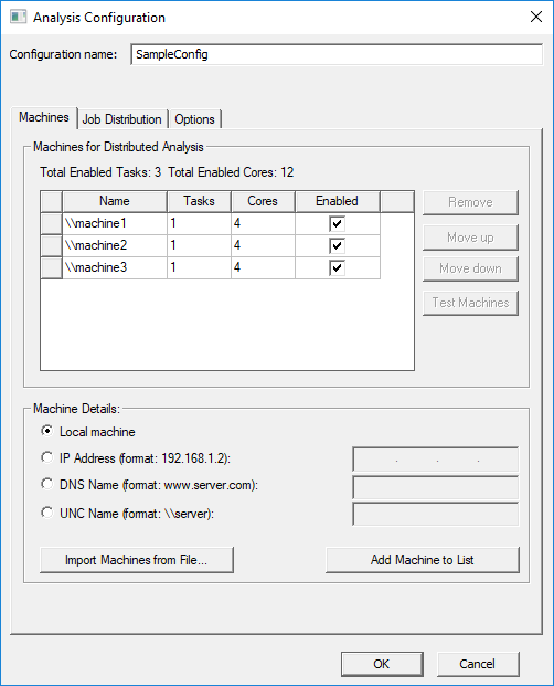 Analysis Configuration Sample Window
