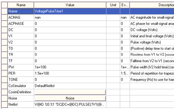 Port Voltage Source Parameter List Example