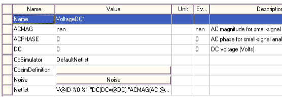 Properties Window, Parameter List Example