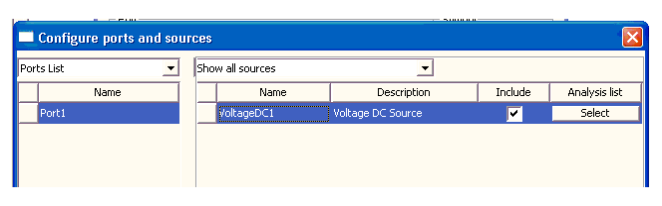 Configure Ports and Sources Window